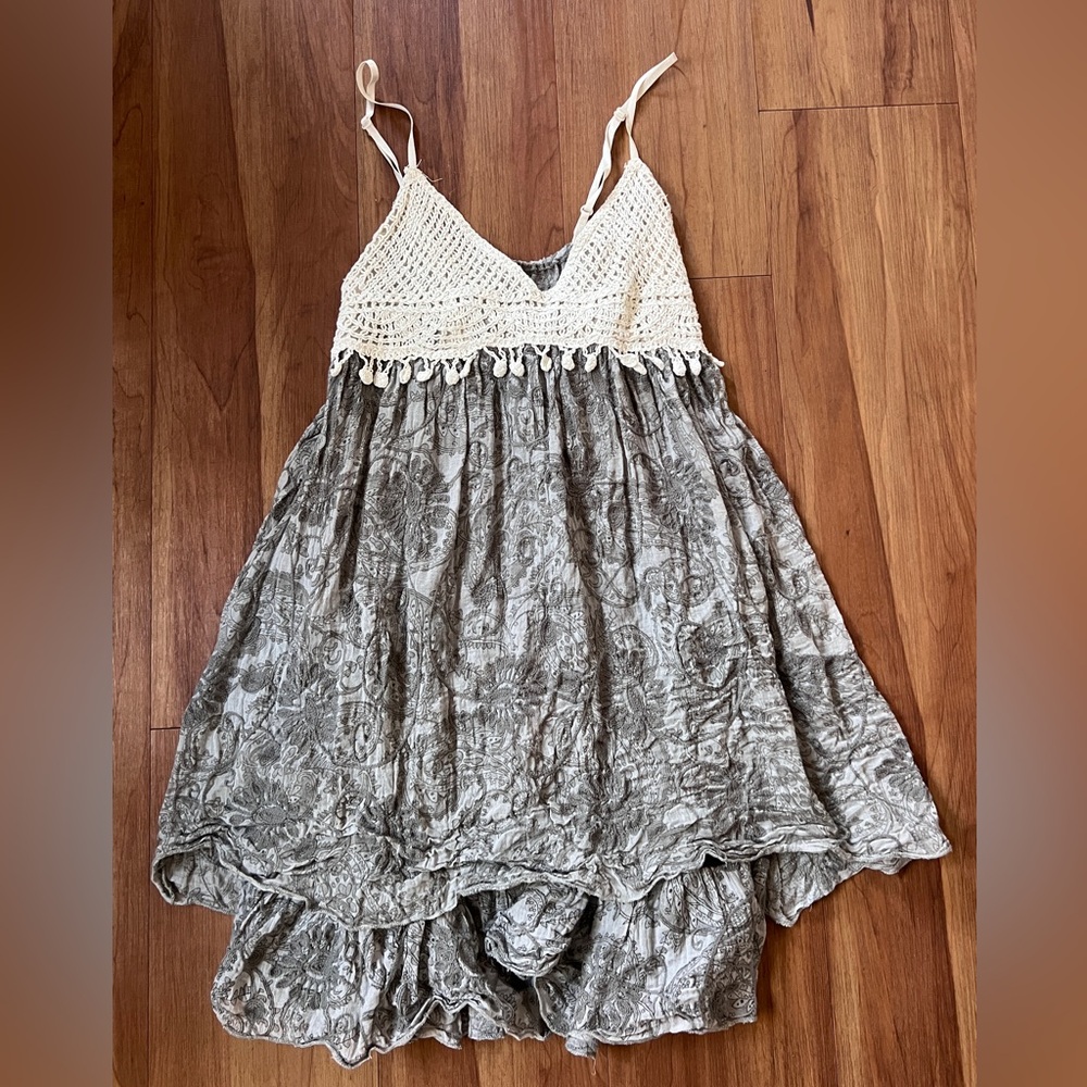 Cecico Gray and Cream Crochet Dress